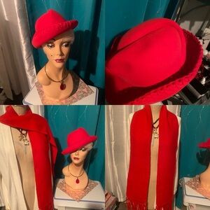 Vintage Fedora and scarf.  Unique whipstitching on hat. Wool scarf ❤️‍🔥